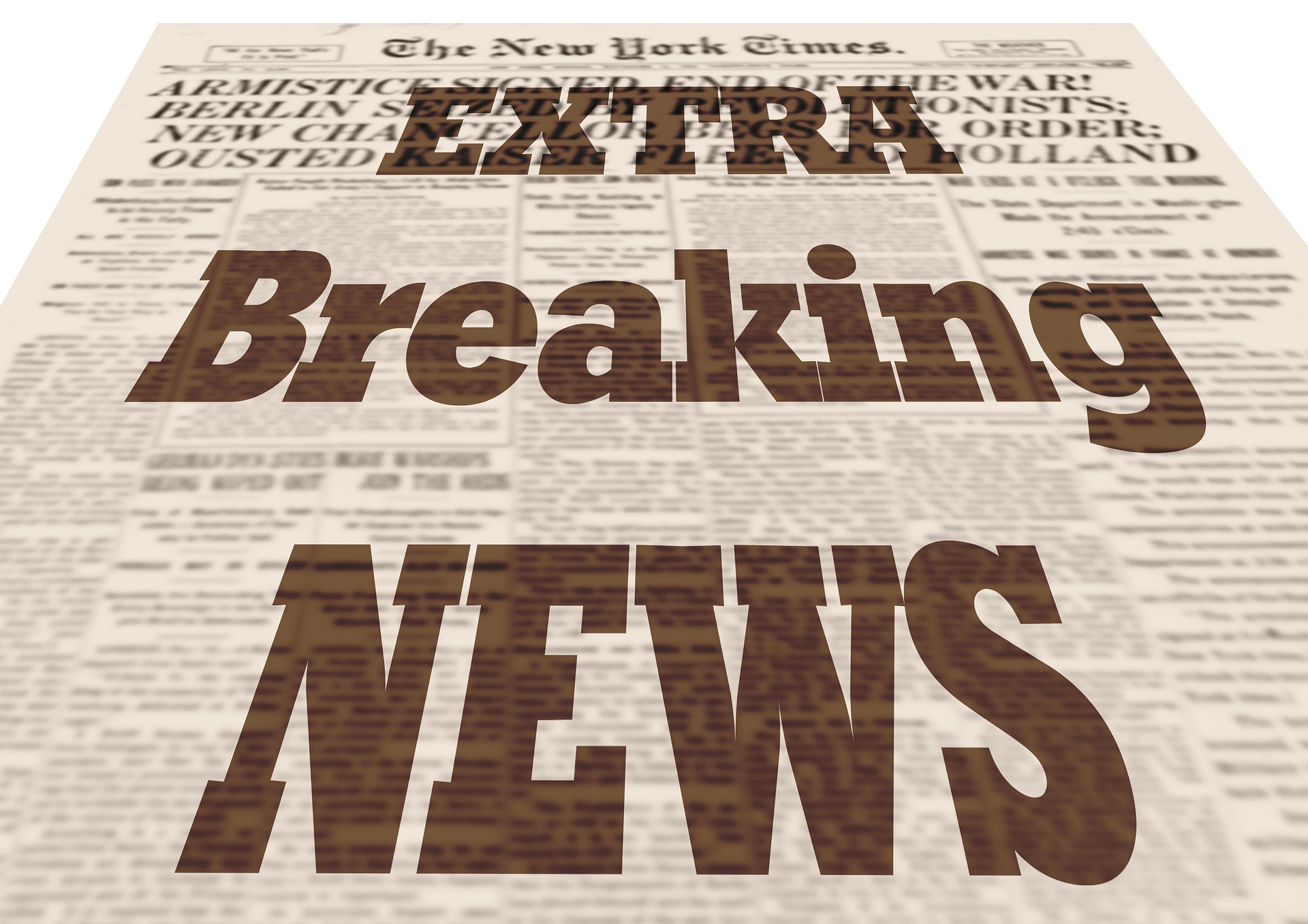 Sanomalehden etusivu tekstillä Extra Breaking News
