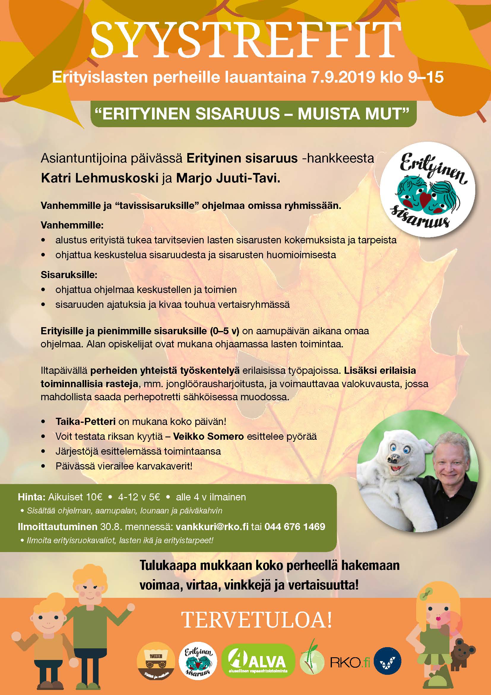 Tapahtumailmoitus perheiden päivästä 2019. Teemana erityinen sisaruus. 