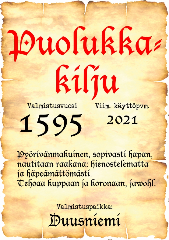 Duusniemeläisen puolukkakiljun etiketti