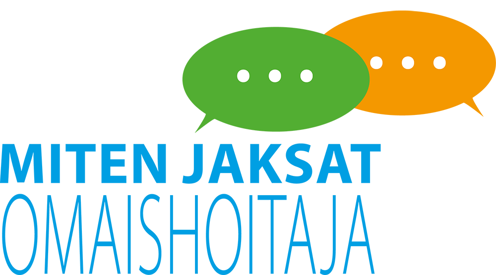Puhekuplat ja teksti "Miten jaksat omaishoitaja"
