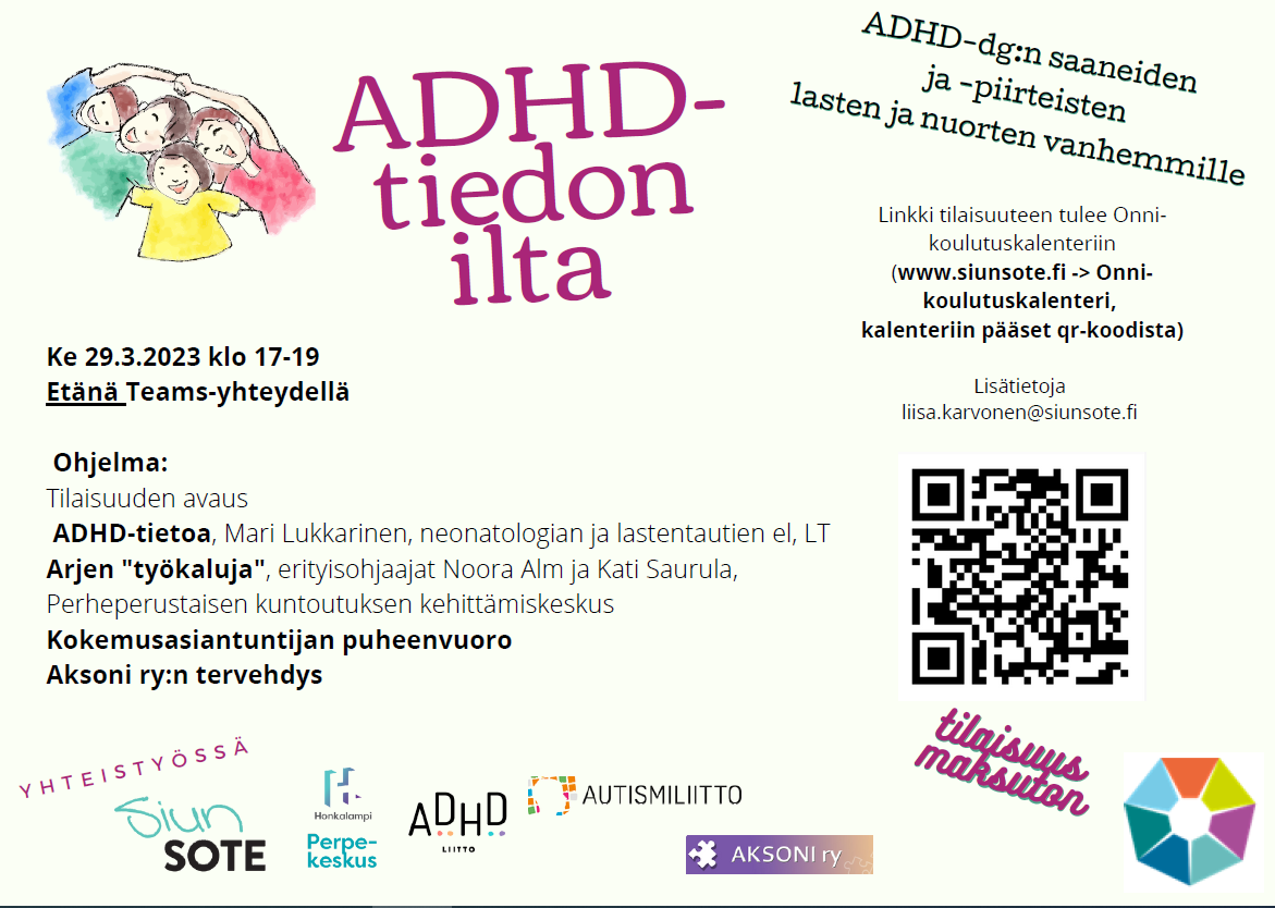 Kuva ADHD-tiedon illan ohjelmasta
