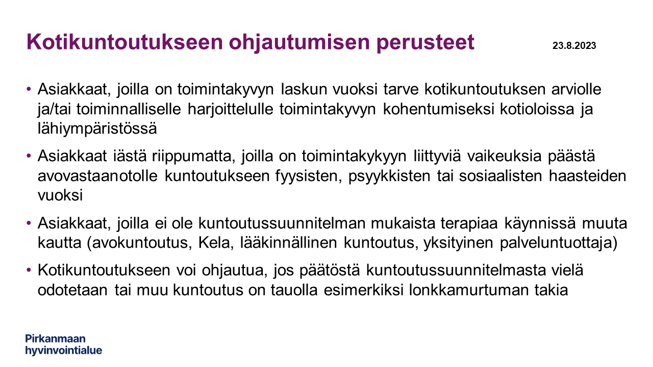 Kotikuntoutuksen ohjautumisen perusteet