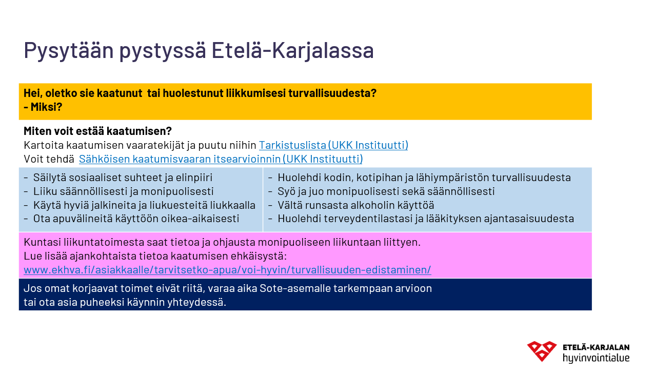 Etelä-Karjalan kaatumisen ehkäisyn toimintamalli kansalaiselle