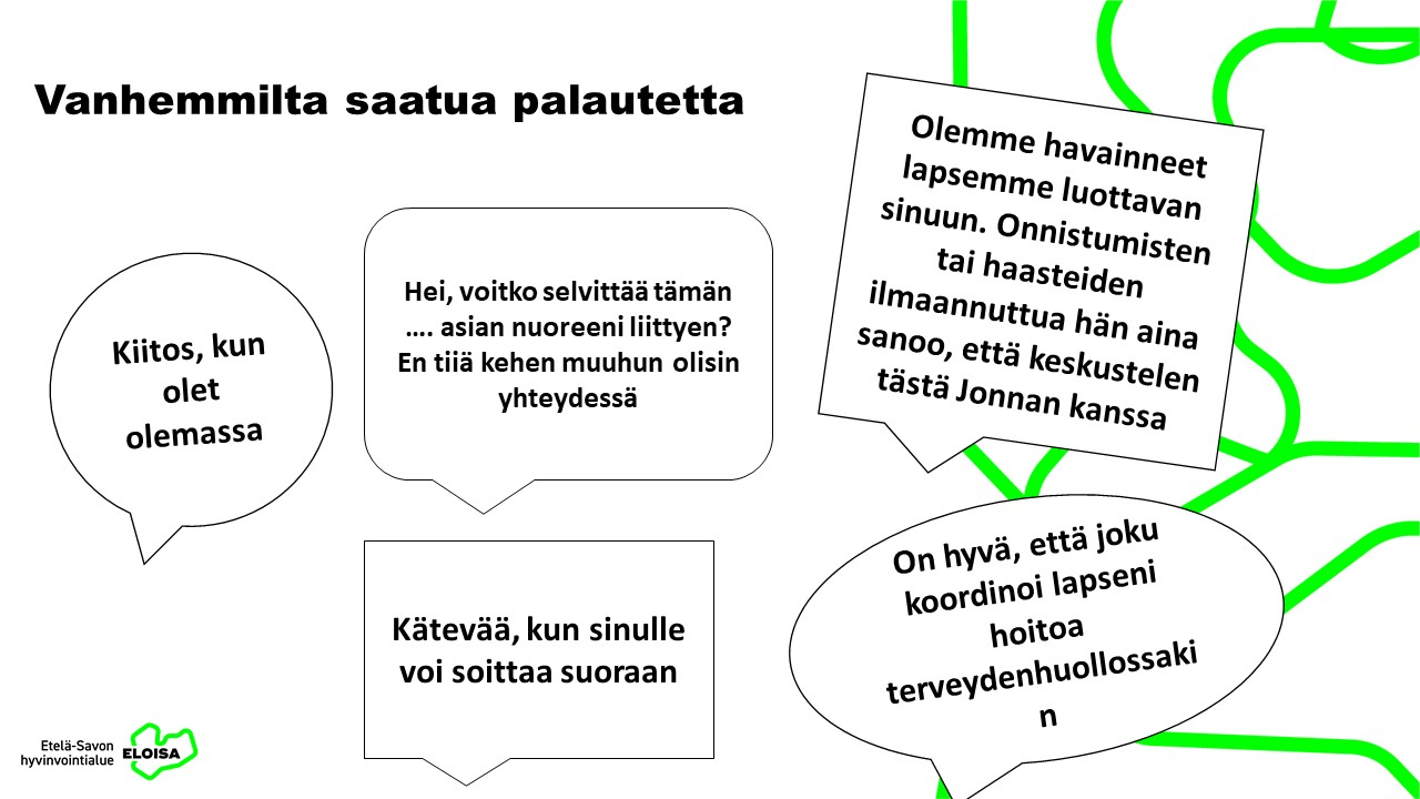 Vanhemmilta saatu palaute toiminnasta