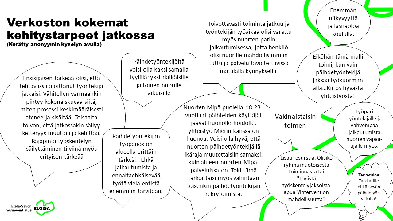 Verkostolta saatu palaute toiminnan kehittämistarpeista jatkossa