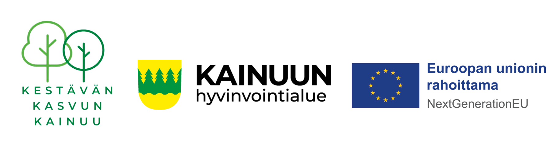 Logot: Kestävän kasvun Kainuu, Kainuun hyvinvointialue, NextGenerationEU