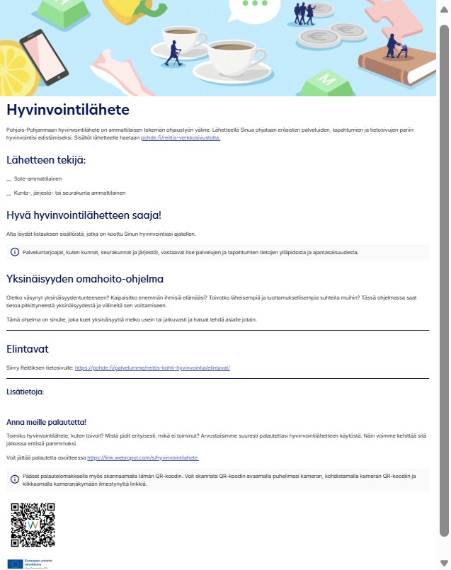 Kuvituskuva. Esimerkki tehdystä hyvinvointilähetteestä.