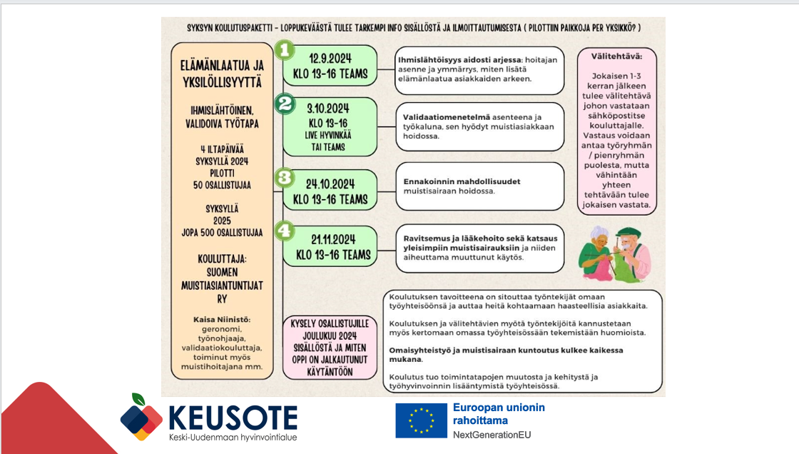 Koulutuskokonaisuuden aikataulu ja sisältö
