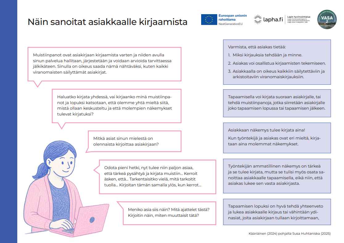 Näin sanoitat asiakkaalle kirjaamista