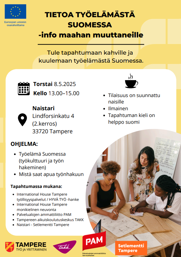TIETOA TYÖELÄMÄSTÄ SUOMESSA -info maahan muuttaneille naisille