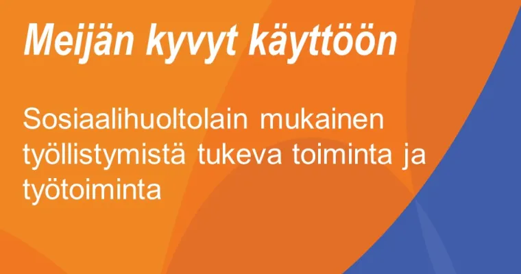 Sosiaalihuoltolain mukainen työllistymistä tukeva toiminta ja työtoiminta / Palvelukuvaus ja palvelupolku,  Meijän kyvyt käyttöön -hanke