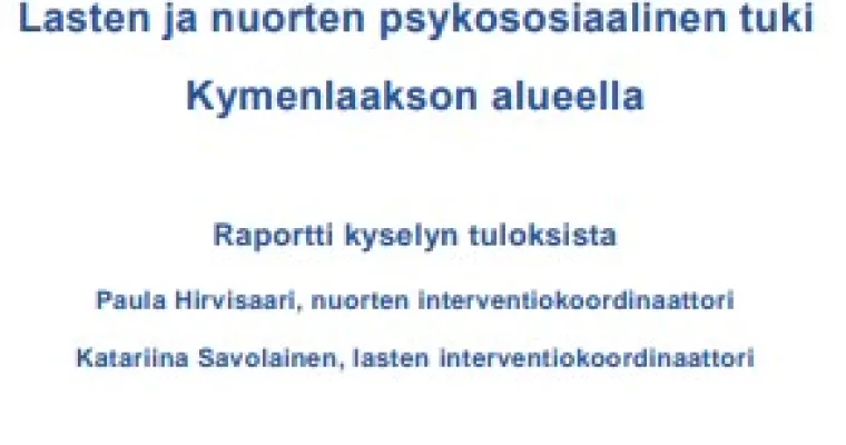 Nuorten psykososiaalisen tuen menetelmien saatavuus Kymenlaakson alueella