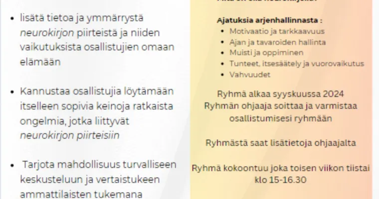 Neurokirjolla - ADHD-ryhmätoiminnan kehittäminen ja toteutus, Kainuun hyvinvointialue (RRP, P4, I1)