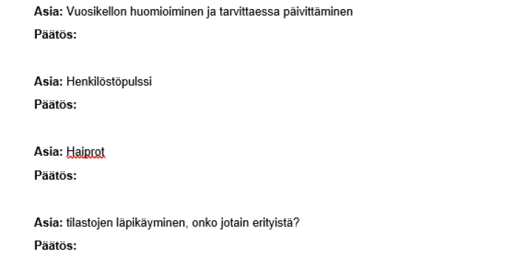 Työyksikön säännöllisten toimintojen vakiointi