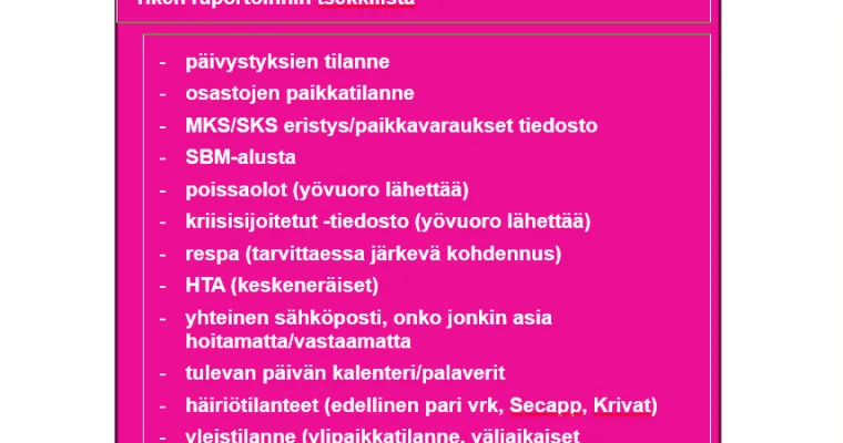 Raportointityökalut osana systemaattista tiedonkulkua