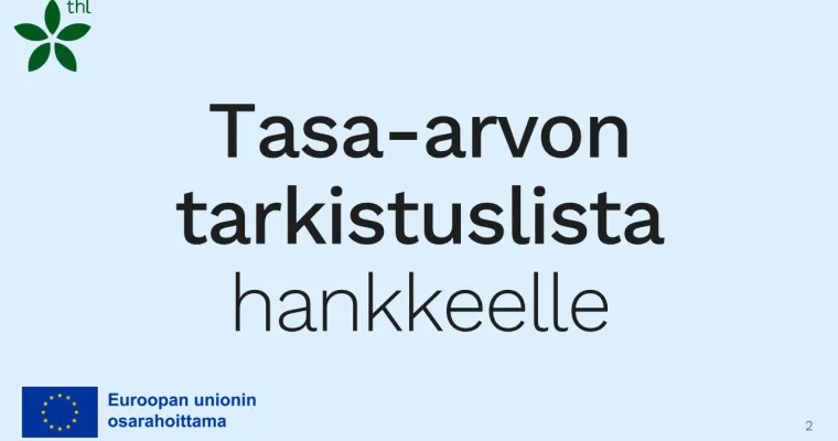 Tasa-arvon tarkistuslista hankkeelle