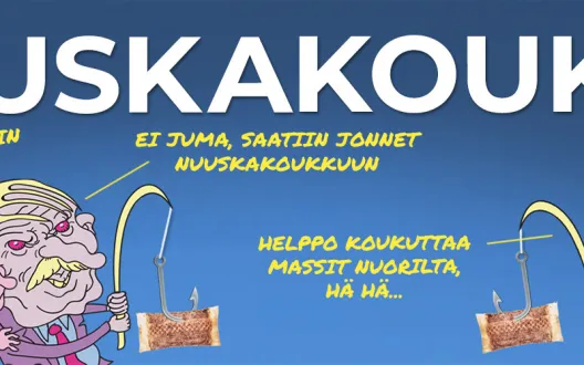 Nikotiinihankkeeseen kuuluvan Nuuskakoukku-kampanjan tunnuskuva