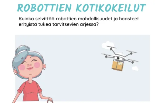 Robottikopteri tuo naiselle paketin.