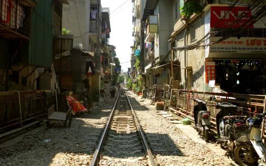 Railway between houses