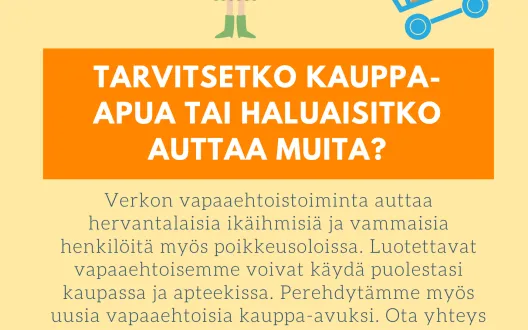 Ilmoituksessa mainostetaan hervantalaisille ikäihmisille annettavaa kauppa-apua.
