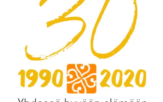 Yhdessä Selviytymisen Tuki YSTI ry:n 30-vuotisjuhlalogo, jossa lukee 30, 1990, 2020, Yhdessä hyvään elämään.