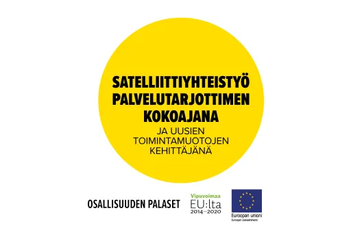 Satelliittiyhteistyö palvelutarjottimen kokoajana ja uusien toimintamuotojen kehittäjänä -toimintamallin kansikuva.