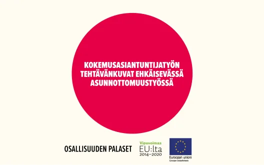 Kokemusasiantuntijatyön tehtävänkuvat ehkäisevässä asunnottomuustyössä -toimintamallin kansikuva.
