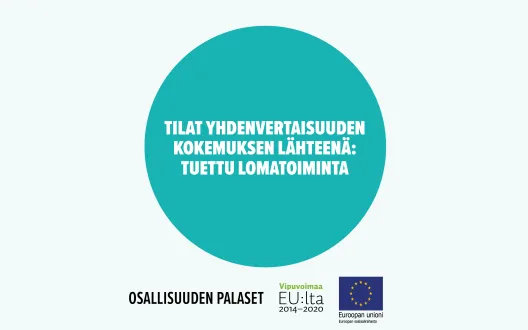 Tilat yhdenvertaisuuden kokemuksen lähteenä: Tuettu lomatoiminta -toimintamallin kansikuva.