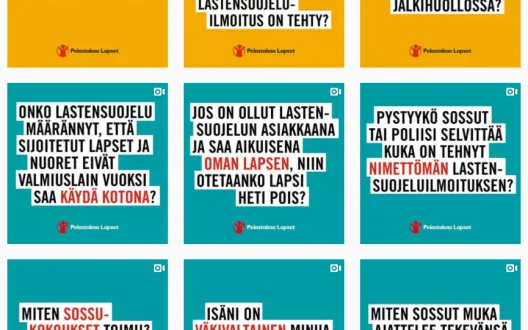 Kuvassa screen shot Kysy lastensuojelusta -Instagram-profiilista. Kuvassa 9 kysymystä. Valitettavasti kaikki eivät mahdu alt-tekstiin, joten tässä kolme ensimmäistä: Miksi laitoksessa ollaan rasistisia? Miksei perheeseen ole koskaan otettu lastensuojelusta yhteyttä, vaikka lastensuojeluilmoitus on tehty? Onko oikeus saada omia papereita, vaikka onkin jo jälkihuollossa?