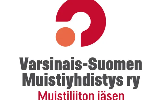 Muistiyhdistyksen logo, jossa punainen kaari ja oranssi pallo.
