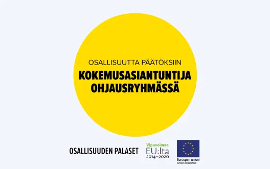 Osallisuutta päätöksiin - kokemusasiantuntija ohjausryhmässä on muun muassa ESR-rahoituksella kehitetty osallisuuden palanen.