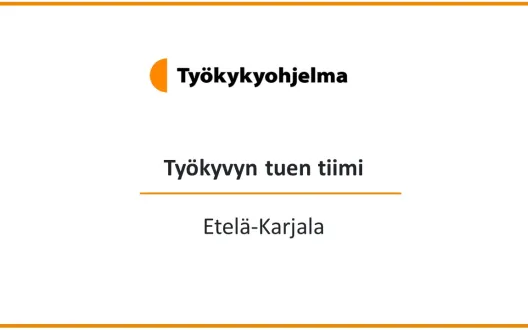 Kansikuva, jossa teksti Työkyvyn tuen tiimi Etelä-Karjala