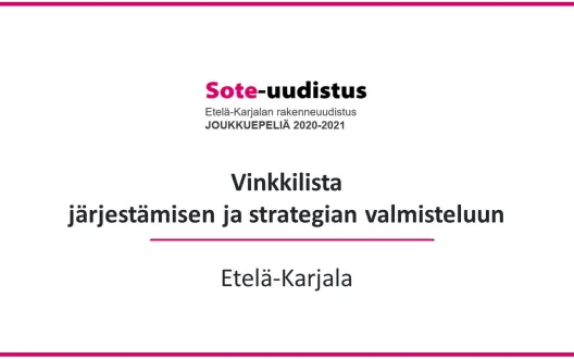 Kansikuva Vinkkilista järjestämisen ja strategian valmisteluun