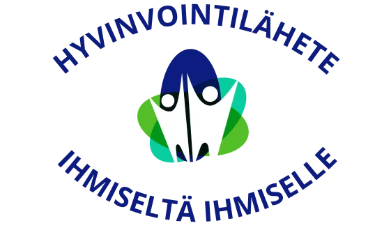 Kuva on hyvinvointilähete logo sekä slogan ihmiseltä ihmiselle