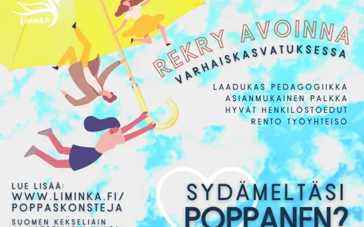 Poppaskonsteja-kampanjan ilme, jossa sateenvarjoteema.