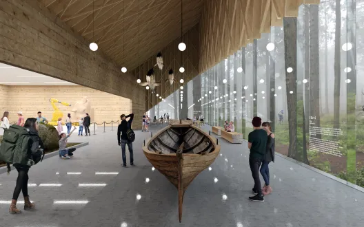 An illustrative interior image of the Pyhtaa Wilderness Heritage Museum of Finland