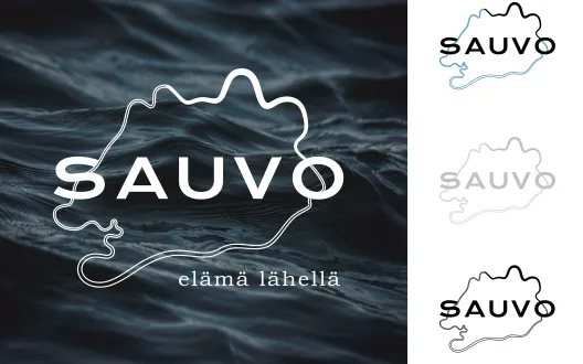 Sauvon logo, värivariaatiot ja slogan