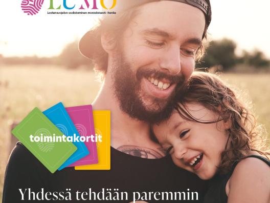 LUMO: kuvituskuva, naurava tyttö nojaa hymyilevän miehen olkapäätä vasten