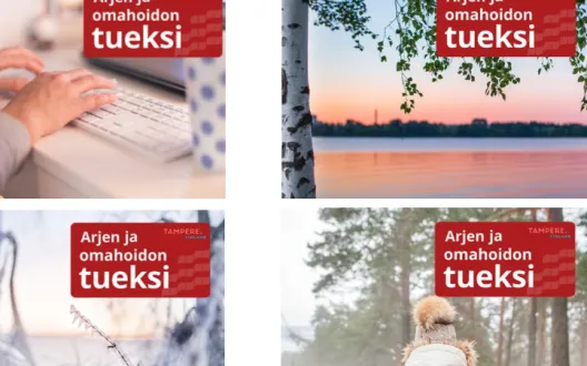 Kansikuva: Arjen ja omahoidon tueksi -kuvatunnus osana elintapaohjauksen kokonaisuutta
