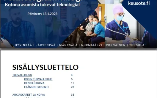 Teknologiakatalogin etusivu ja sisällysluettelo