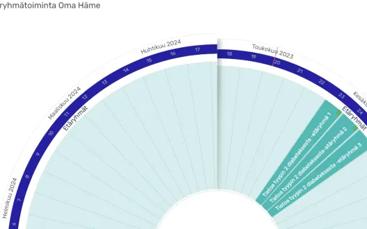 Kuva Oma Hämeen etäryhmien verkkosivujen Plandisc-vuosikellosta