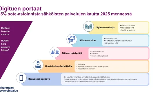 Digituen portaat, joissa kuvattuna digituen tarvitsemisen tasot