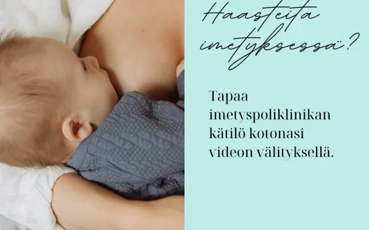 Videovälitteisen imetyspoliklinikkavastaanoton mainos.