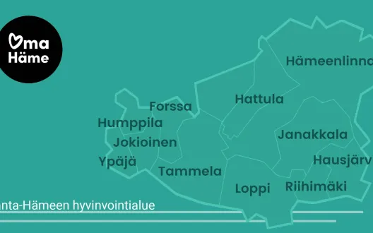 Oma Hämeen alue kartalla.