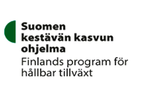Varsinais-Suomen hyvinvointialue Varha -logo, Suomen kestävän kasvun ohjelma -logo ja Euroopan unionin rahoittama -logo