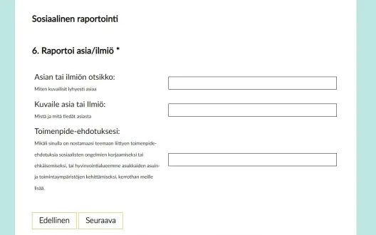 Sosiaalisen raportoinnin lomake