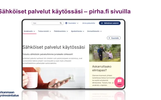Verkkosivun etusivunäkymä