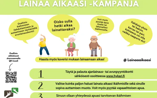Lainaa aikaasi -kampanjan esite.