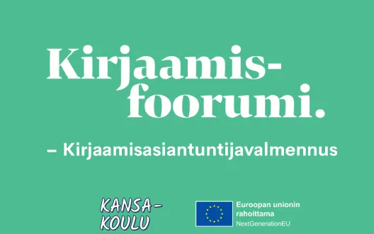 Kirjaamisasiantuntijavalmennus. Kansa-koulu-hanke. Euroopan unionin rahoittama. NextGenerationEU.