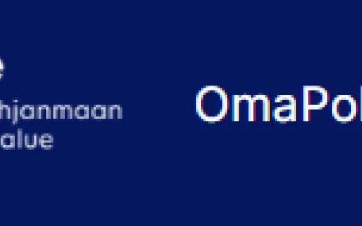 Pohde logo ja OmaPohde logo tummansinisellä taustalla. 
